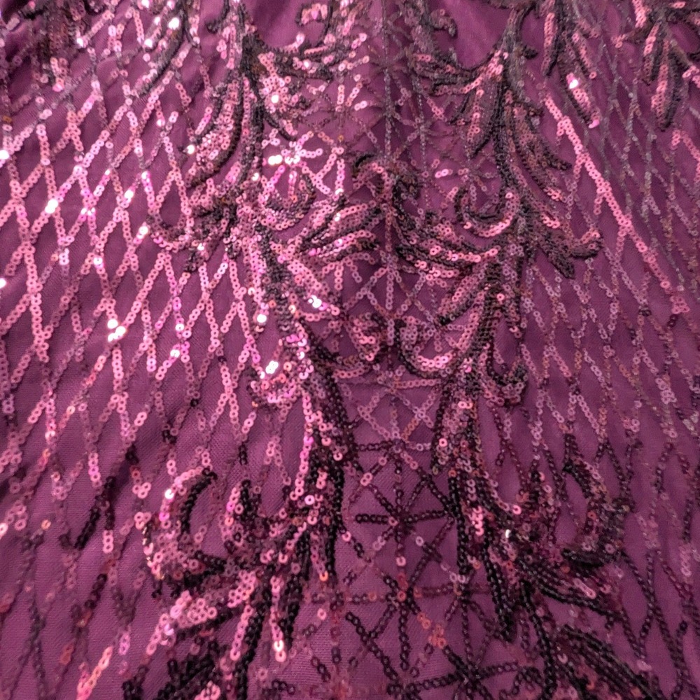 DB Studio Short Allover Sequin Illusion Plunge Mini Dress Sz 4 Purple NWT - Picture 10 of 14